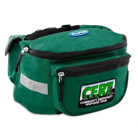 FANNY PACK, GREEN WITH CERT EMBROIDERY